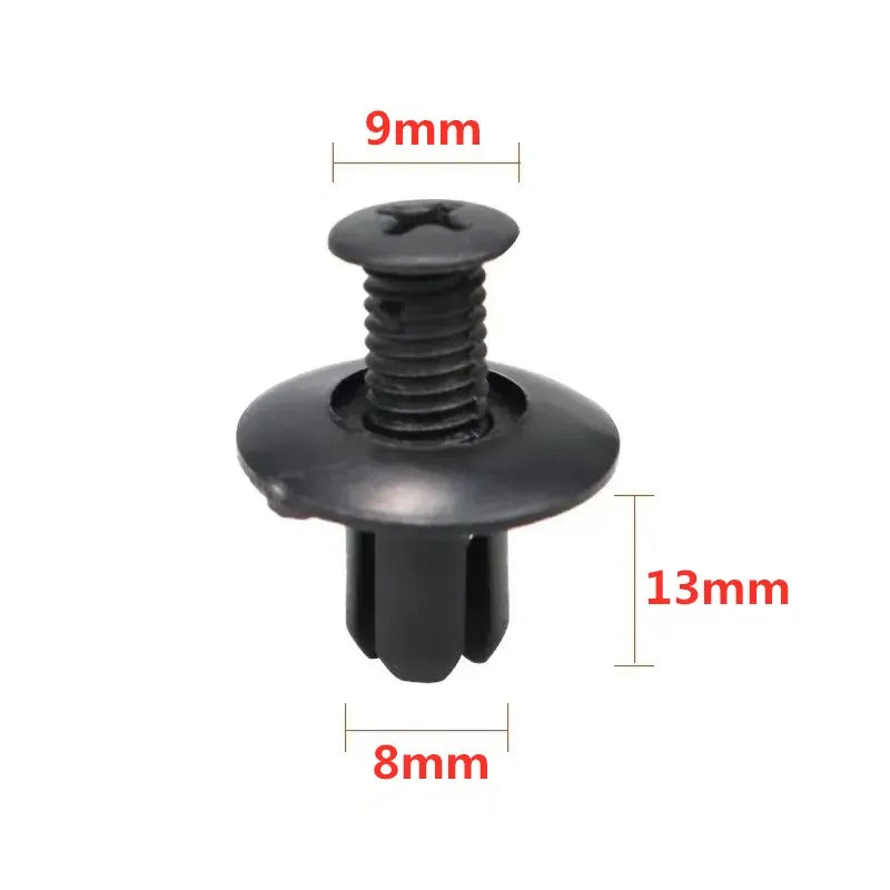 100pcs 8mm Black Plastic Car Bumper Rivet Clips by HitMyNeed