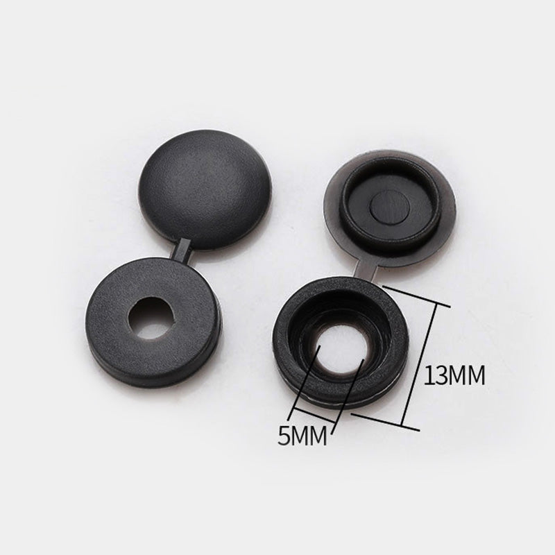 100pcs Hinged Plastic Screw Caps for Nuts & Bolts 100pcs-black by HitMyNeed
