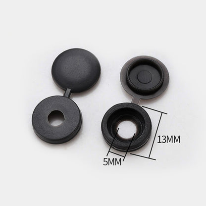 100pcs Hinged Plastic Screw Caps for Nuts & Bolts 100pcs-black by HitMyNeed