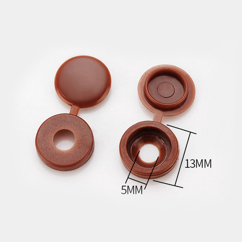 100pcs Hinged Plastic Screw Caps for Nuts & Bolts 100pcs-brown by HitMyNeed