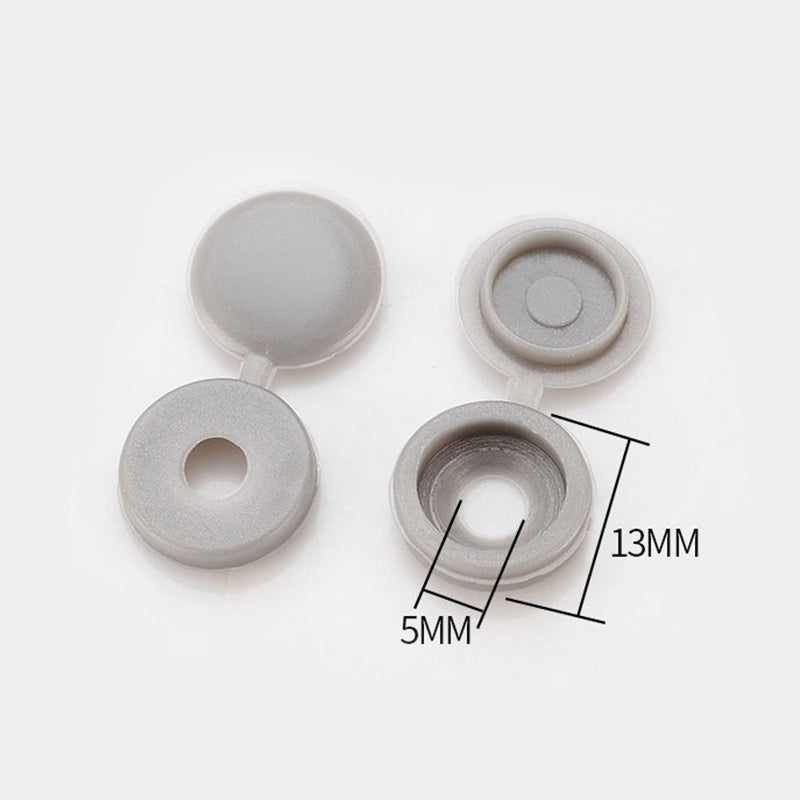 100pcs Hinged Plastic Screw Caps for Nuts & Bolts 100pcs-gray by HitMyNeed