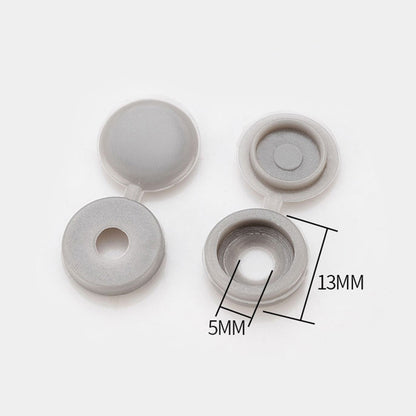 100pcs Hinged Plastic Screw Caps for Nuts & Bolts 100pcs-gray by HitMyNeed