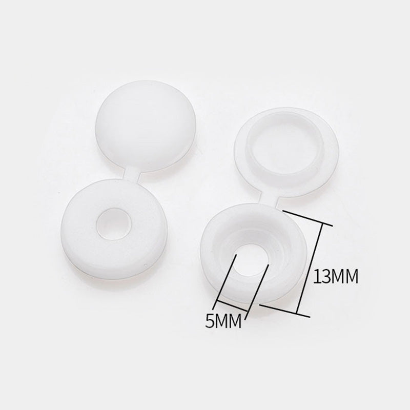 100pcs Hinged Plastic Screw Caps for Nuts & Bolts 100pcs-white by HitMyNeed