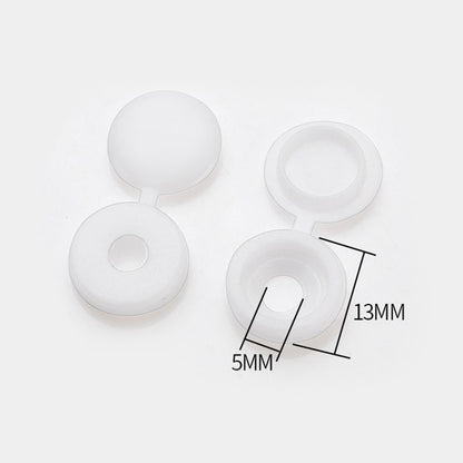 100pcs Hinged Plastic Screw Caps for Nuts & Bolts 100pcs-white by HitMyNeed