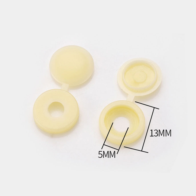 100pcs Hinged Plastic Screw Caps for Nuts & Bolts 100pcs-yellow by HitMyNeed