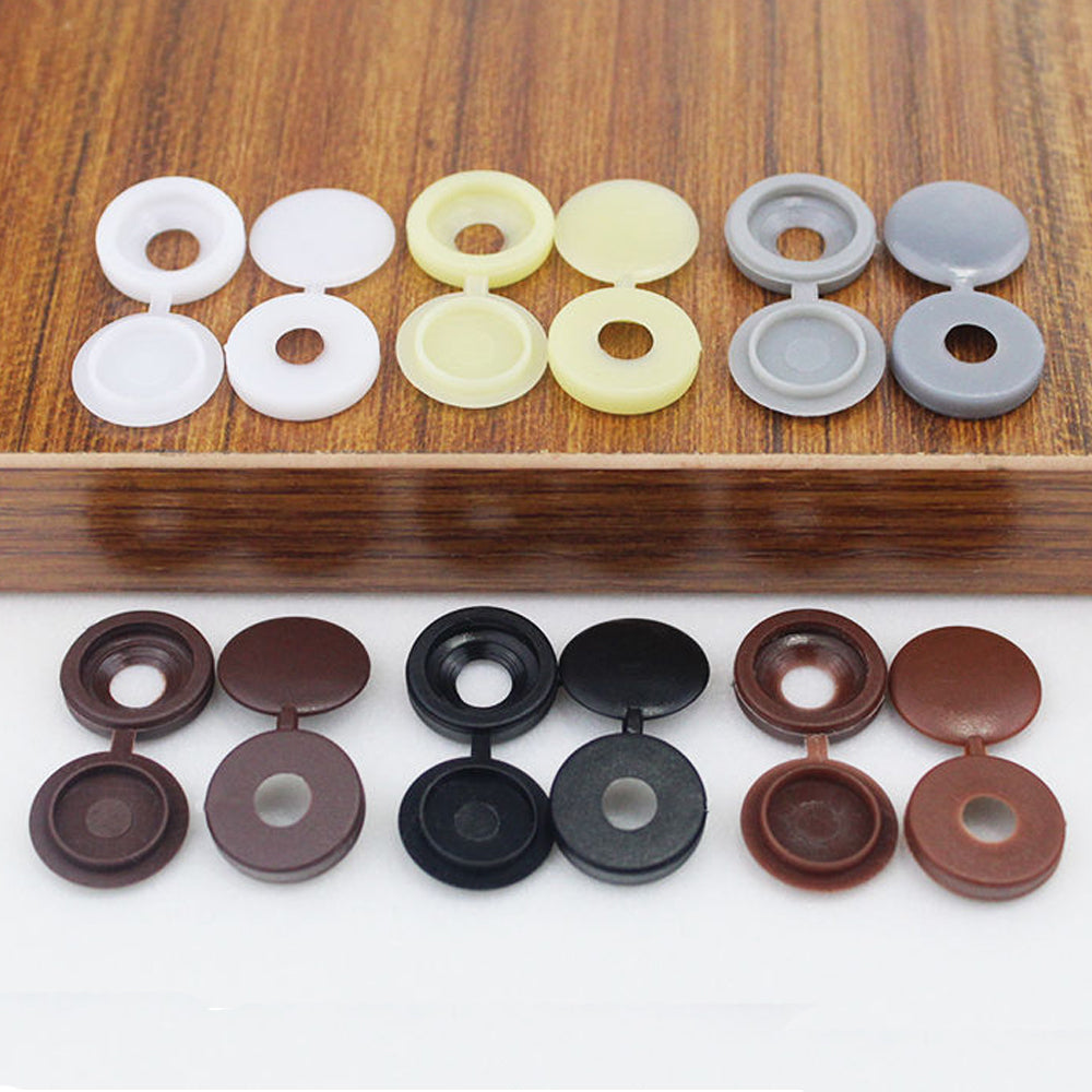 100pcs Hinged Plastic Screw Caps for Nuts & Bolts by HitMyNeed