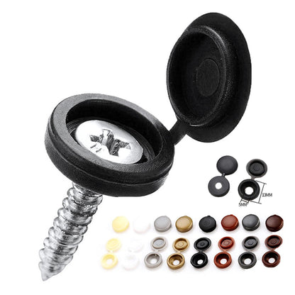 100pcs Hinged Plastic Screw Caps for Nuts & Bolts by HitMyNeed