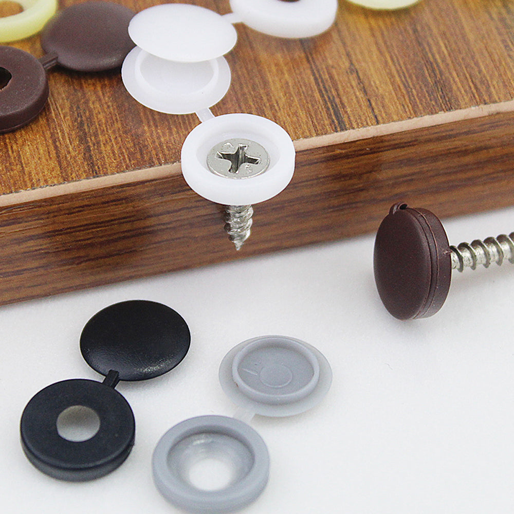 100pcs Hinged Plastic Screw Caps for Nuts & Bolts by HitMyNeed