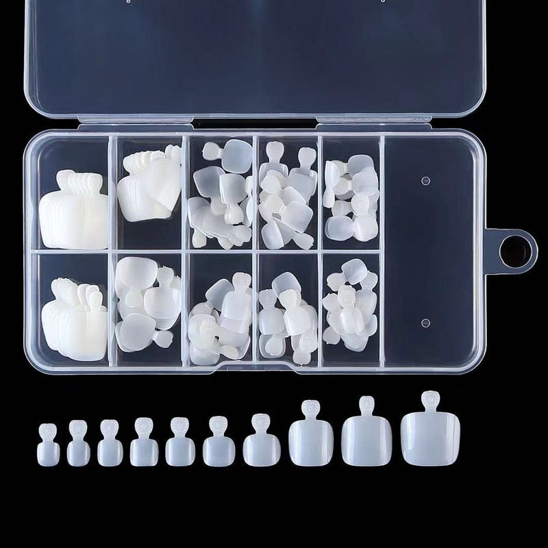 100pcs Square Full Cover Natural White Toe Nails by HitMyNeed