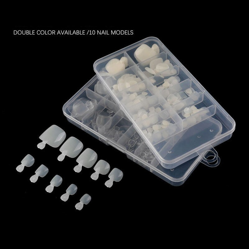 100pcs Square Full Cover Natural White Toe Nails by HitMyNeed