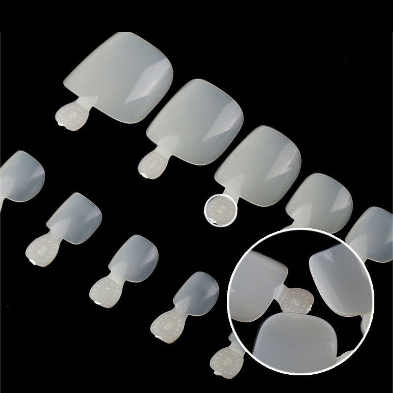 100pcs Square Full Cover Natural White Toe Nails by HitMyNeed