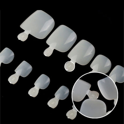 100pcs Square Full Cover Natural White Toe Nails by HitMyNeed