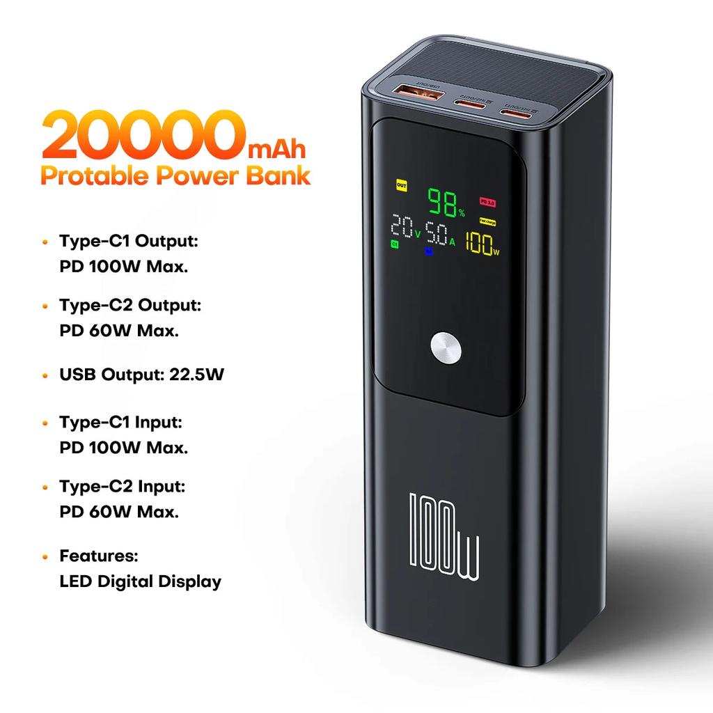 100W 20000mAh Power Bank with Fast Laptop Charging by HitMyNeed