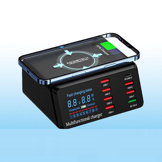 100W 8-Port USB & Wireless Charging Station uk-plug by HitMyNeed