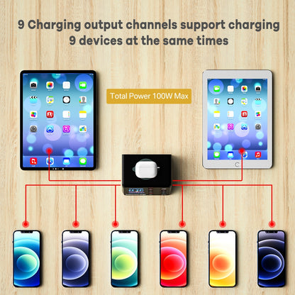 100W 8-Port USB & Wireless Charging Station us-plug by HitMyNeed