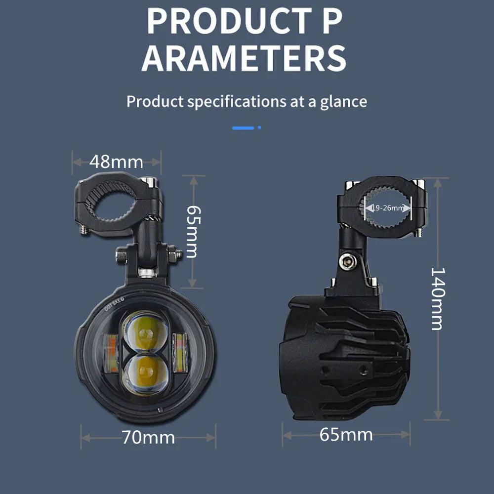 100W Dual-Color Motorcycle LED Fog & Driving Lights by HitMyNeed