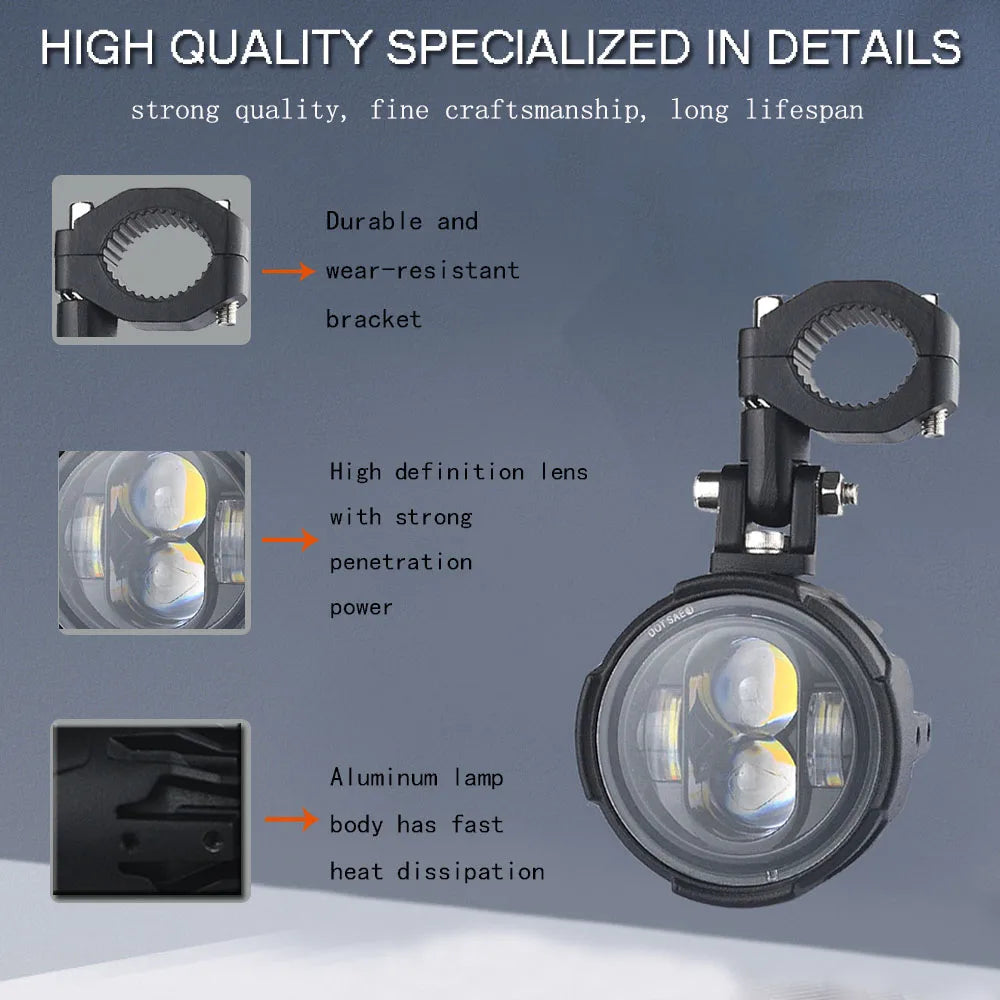 100W Dual-Color Motorcycle LED Fog & Driving Lights by HitMyNeed