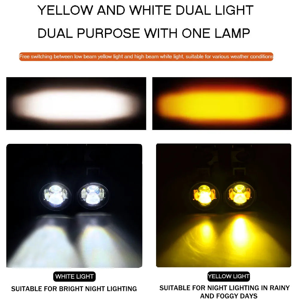 100W Dual-Color Motorcycle LED Fog & Driving Lights by HitMyNeed