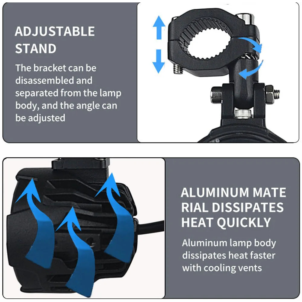 100W Dual-Color Motorcycle LED Fog & Driving Lights by HitMyNeed