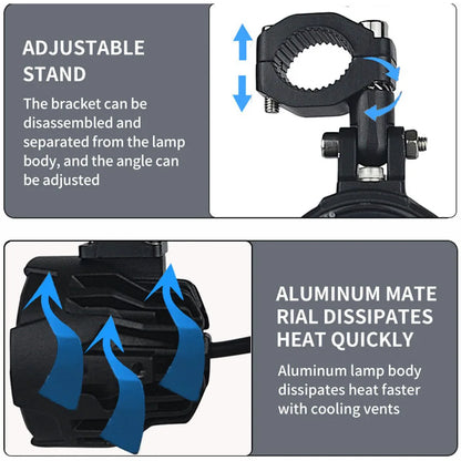 100W Dual-Color Motorcycle LED Fog & Driving Lights by HitMyNeed