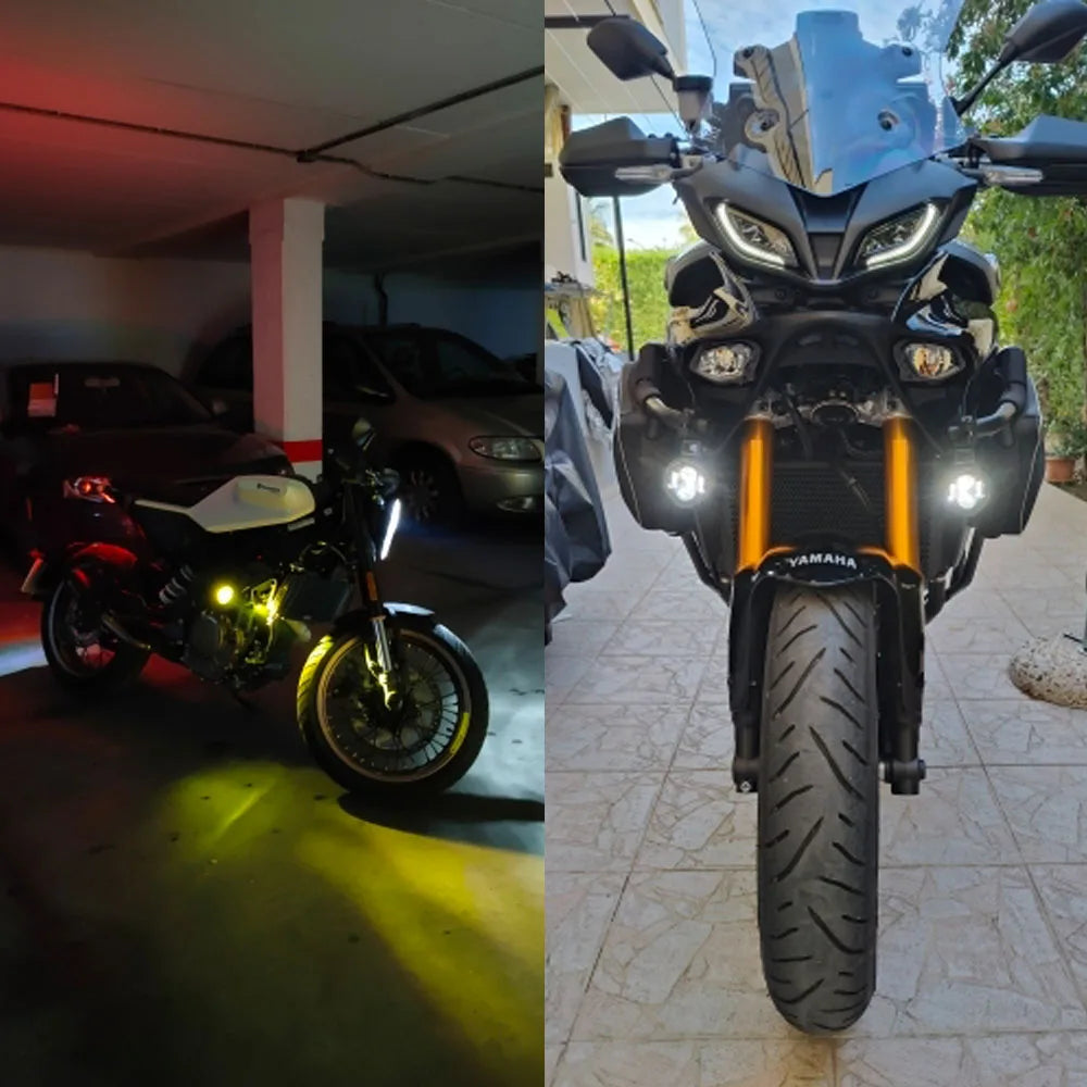 100W Dual-Color Motorcycle LED Fog & Driving Lights by HitMyNeed