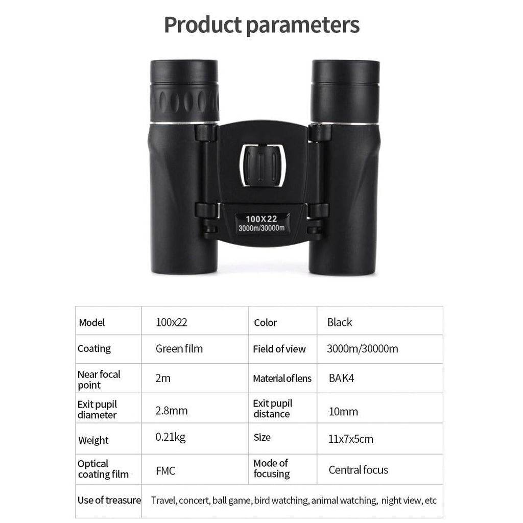 100x22 HD Compact Binoculars with FMC Optics by HitMyNeed