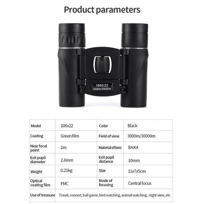 100x22 HD Compact Binoculars with FMC Optics by HitMyNeed
