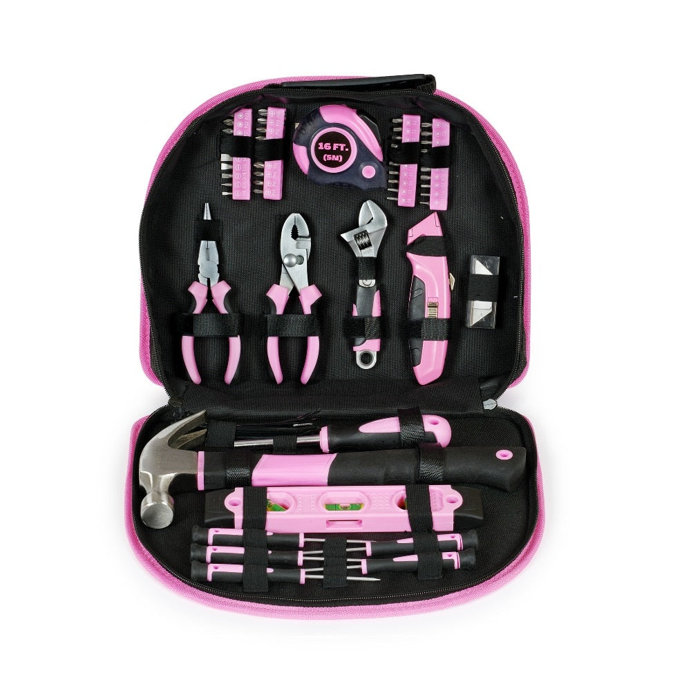 103-Piece Pink Hand Tool Set with Carry Pouch by HitMyNeed
