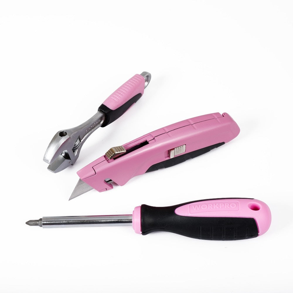 103-Piece Pink Hand Tool Set with Carry Pouch by HitMyNeed