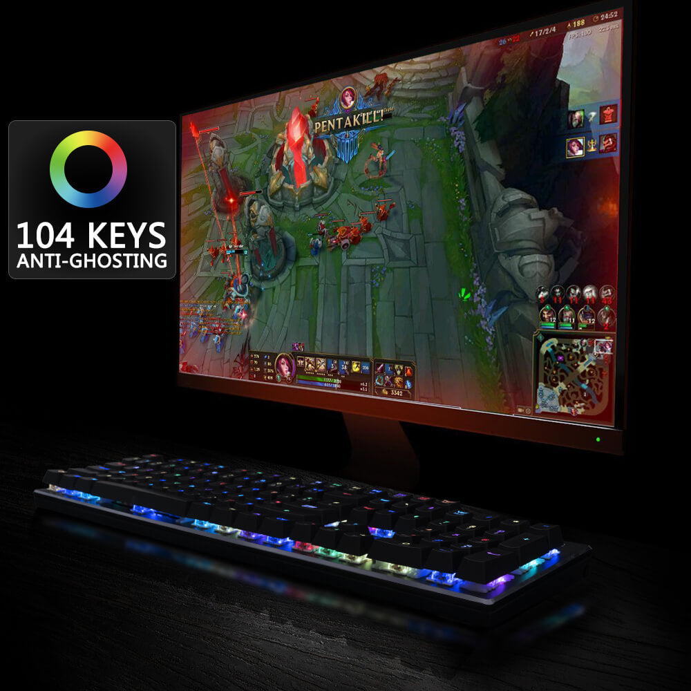 104-Key Mechanical Gaming Keyboard with RGB Lighting by HitMyNeed