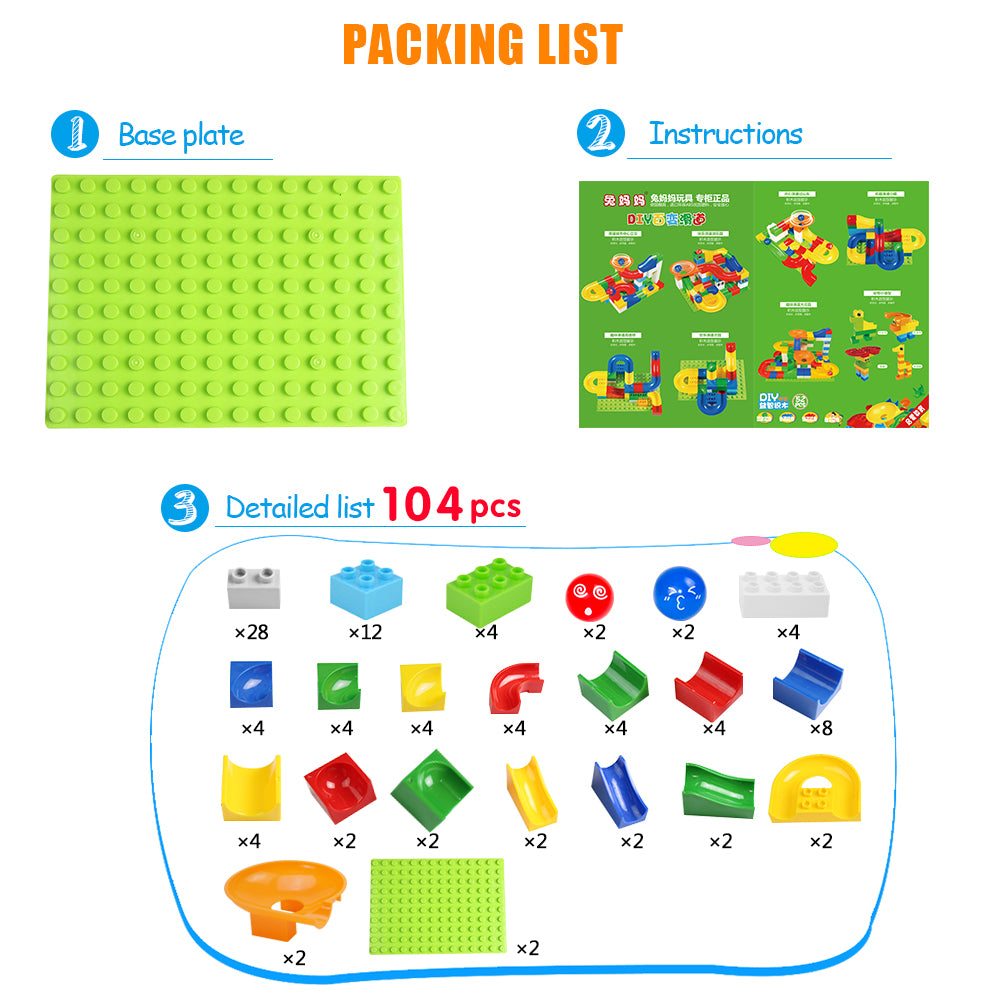 104-Piece Race Track Building Maze Set for Kids by HitMyNeed