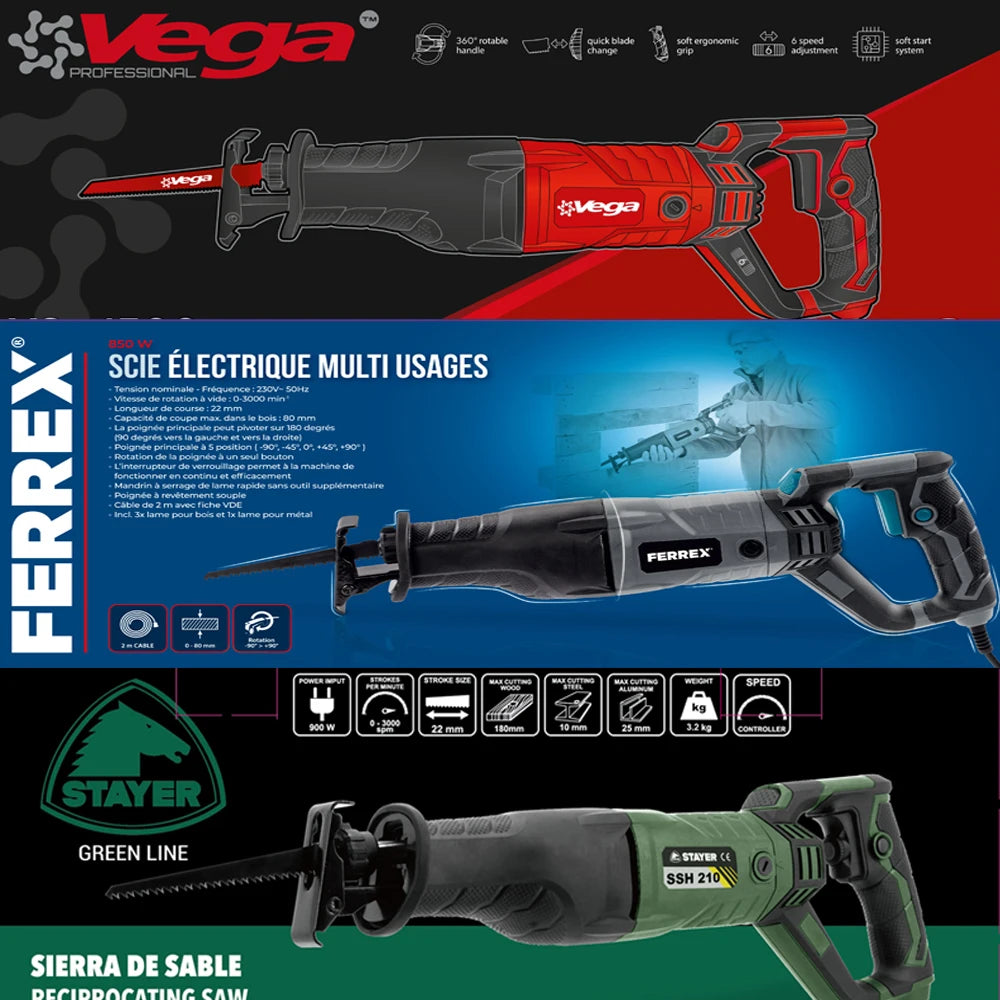 1050W / 1200W Reciprocating Saw with 7 Blade Set by HitMyNeed