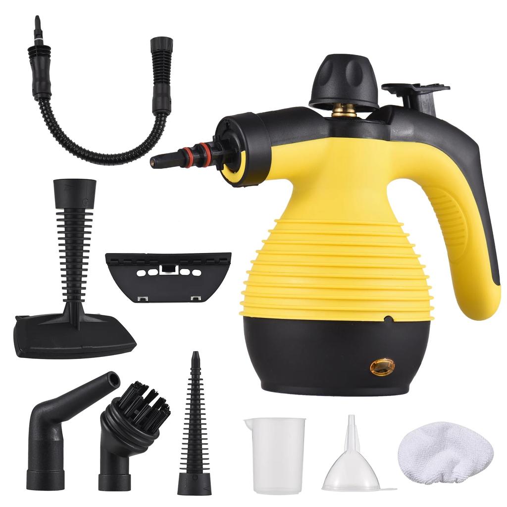 1050W Handheld Steam Cleaner with 9 Accessories yellow au by HitMyNeed