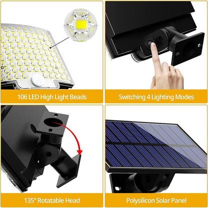 106 LED Solar Motion Sensor Outdoor Wall Light by HitMyNeed