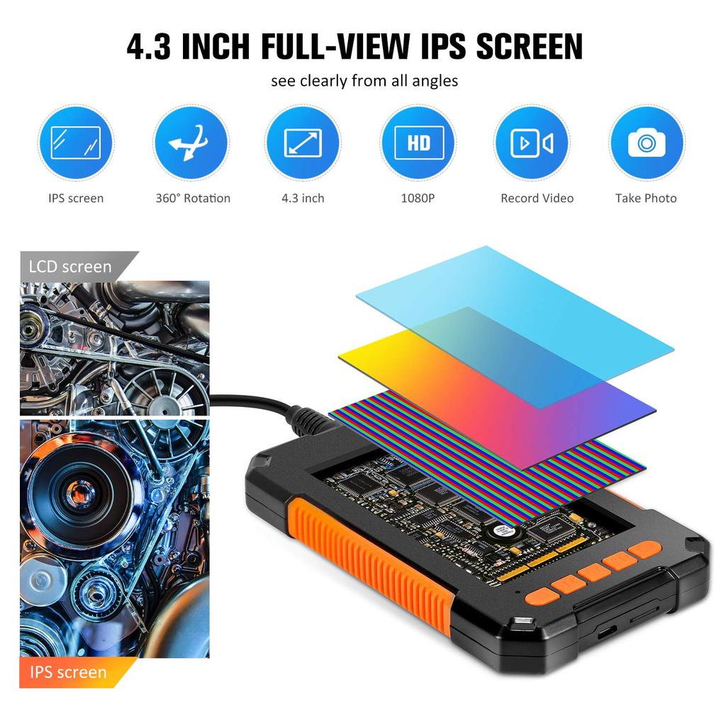 1080P Industrial Endoscope Borescope with 4.3" Screen by HitMyNeed