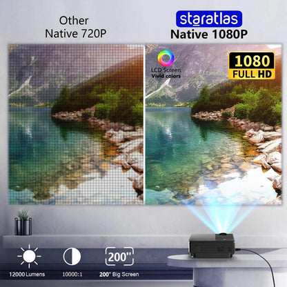1080P WiFi & Bluetooth Home Theater Projector by HitMyNeed