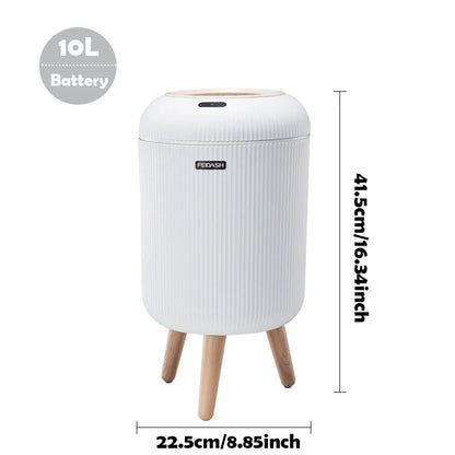 10L Motion Sensor Trash Can with Lid for Home & Office white-with-feet by HitMyNeed
