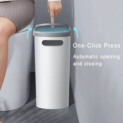 10L Silent Closed Bathroom Garbage Bin, Slim Design by HitMyNeed