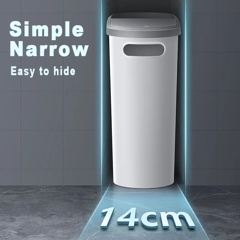 10L Silent Closed Bathroom Garbage Bin, Slim Design by HitMyNeed