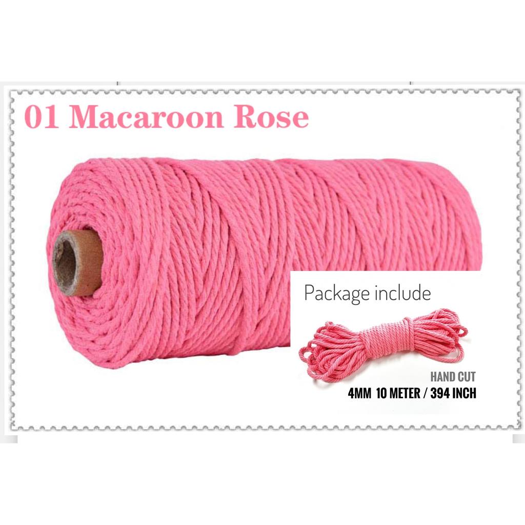 10m Braided Cotton Macrame Cord 4mm 01-macaroon-rose by HitMyNeed