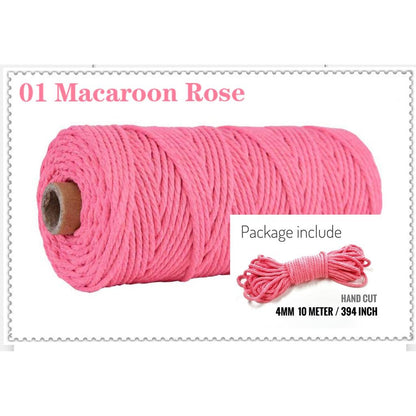 10m Braided Cotton Macrame Cord 4mm 01-macaroon-rose by HitMyNeed