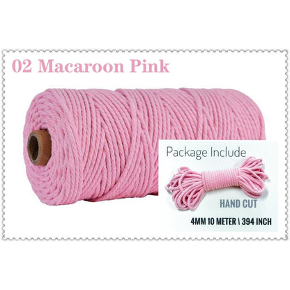 10m Braided Cotton Macrame Cord 4mm 02-macaroon-pink by HitMyNeed