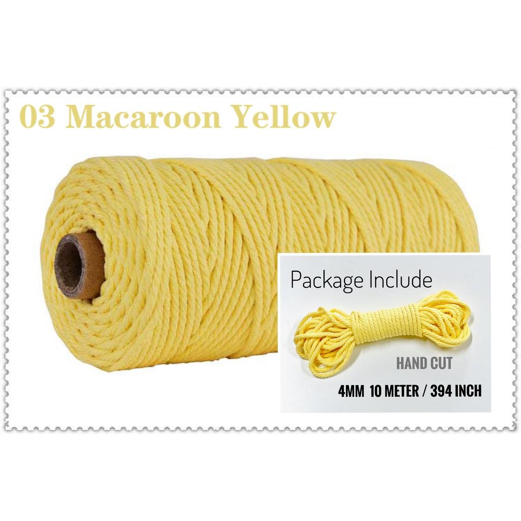 10m Braided Cotton Macrame Cord 4mm 03-macaroon-yellow by HitMyNeed