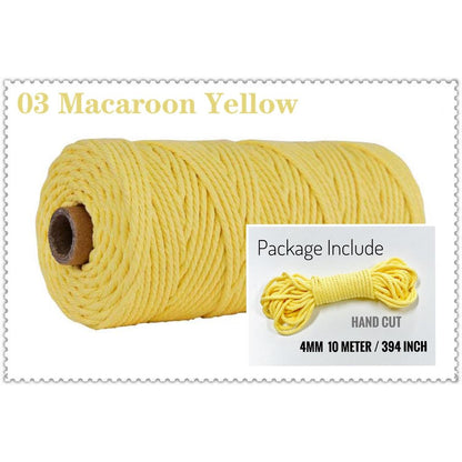 10m Braided Cotton Macrame Cord 4mm 03-macaroon-yellow by HitMyNeed