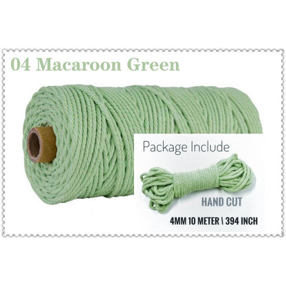 10m Braided Cotton Macrame Cord 4mm 04-macaroon-green by HitMyNeed