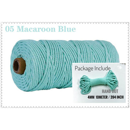 10m Braided Cotton Macrame Cord 4mm 05-macaroon-blue by HitMyNeed
