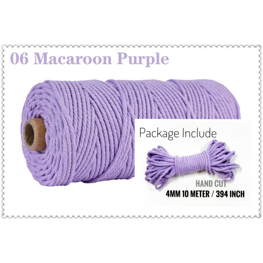 10m Braided Cotton Macrame Cord 4mm 06-macaroon-purple by HitMyNeed