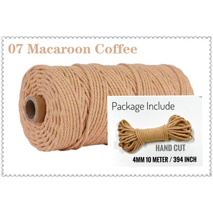10m Braided Cotton Macrame Cord 4mm 07-macaroon-coffee by HitMyNeed