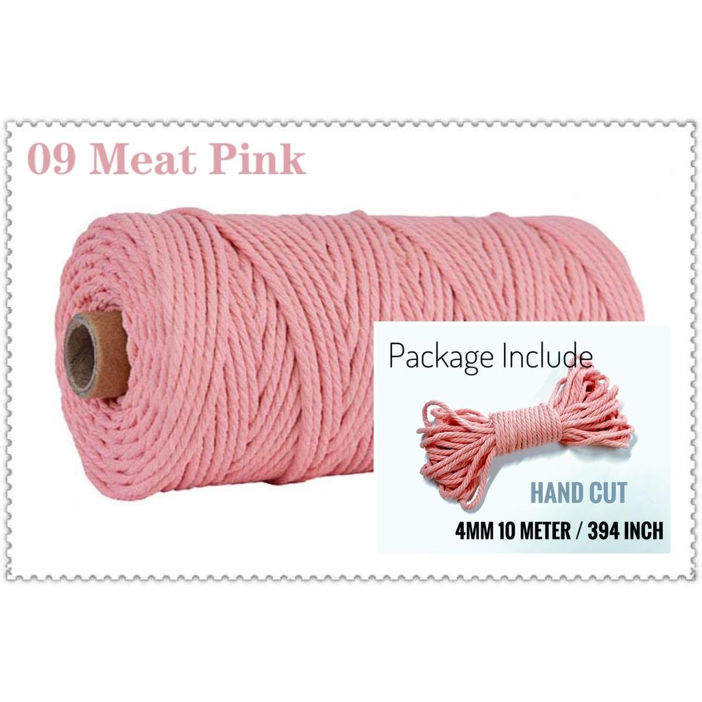 10m Braided Cotton Macrame Cord 4mm 09-meat-pink by HitMyNeed