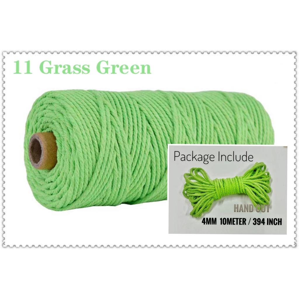 10m Braided Cotton Macrame Cord 4mm 11-grass-green by HitMyNeed